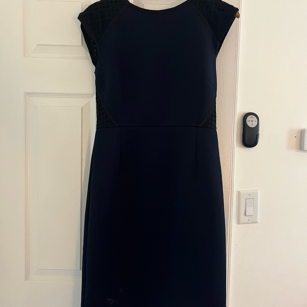 J. Crew Navy and Black Midi Dress